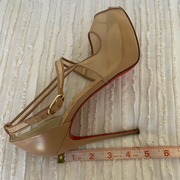 Christian Louboutin Mariacar Nude Mesh Leather Platform Heels Size 38.5 - Picture 15 of 17